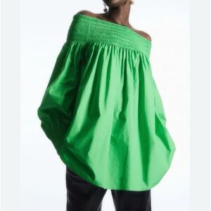 COS Green Smocked Off-The-Shoulder Top - NWT